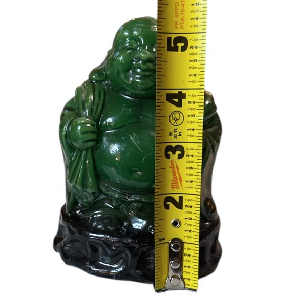 Vintage 70s Lucky Buddha Candle Green Black Wax Distressed 5.25 in - Picture 14 of 14